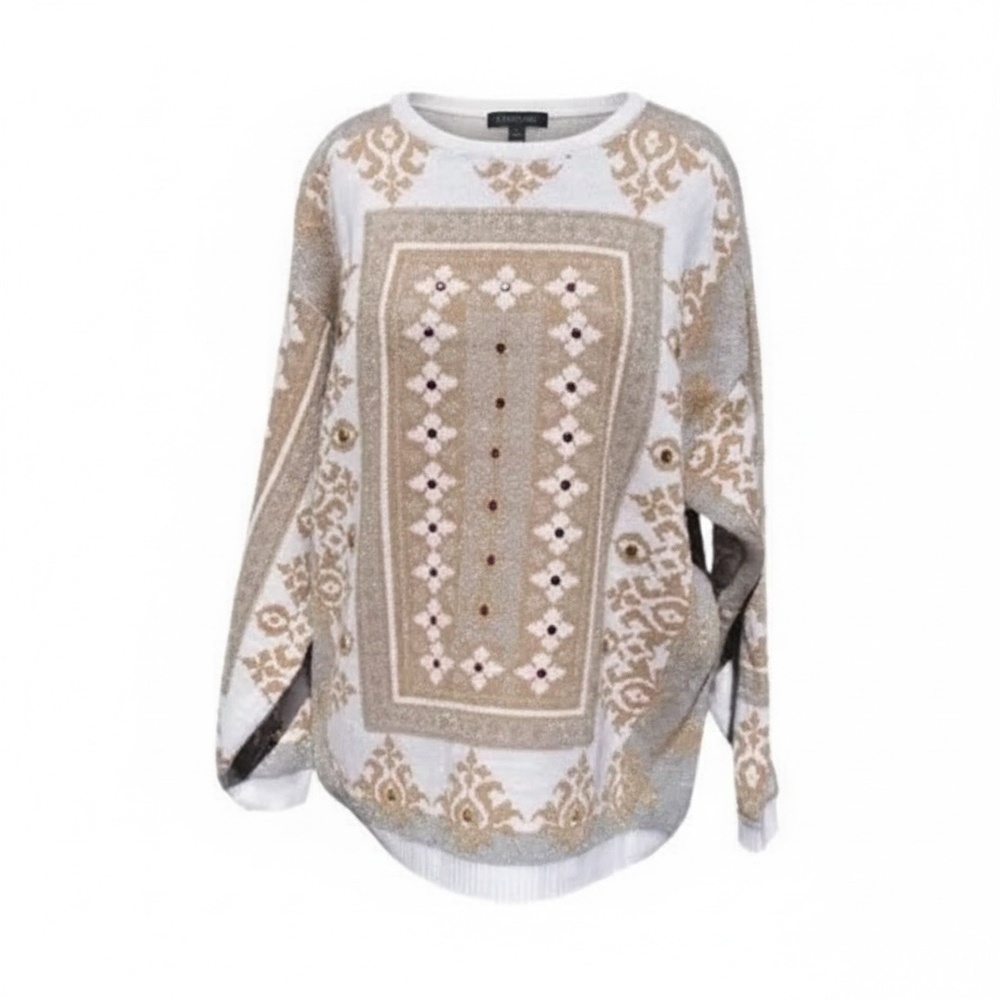Vintage 80's Alexa Grace Metallic Beaded Wool Women's sweater, Size XL